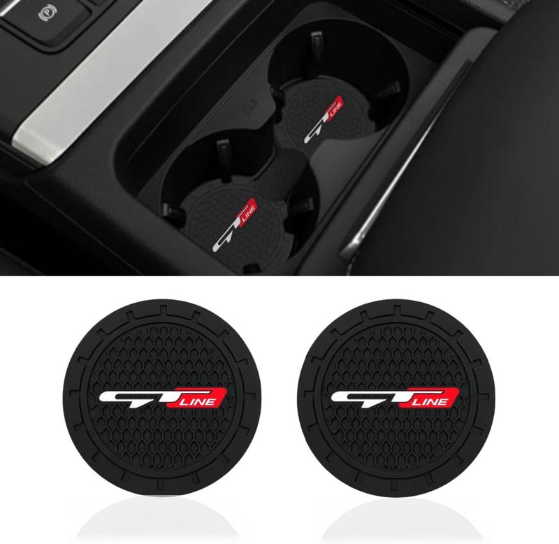 JULOPO 2 Pcs Black car Cup Holder Coaster Compatible with GT LINE 2.75 Inch Silicone Anti-Slip Fashion car Interior Accessories - Image 1